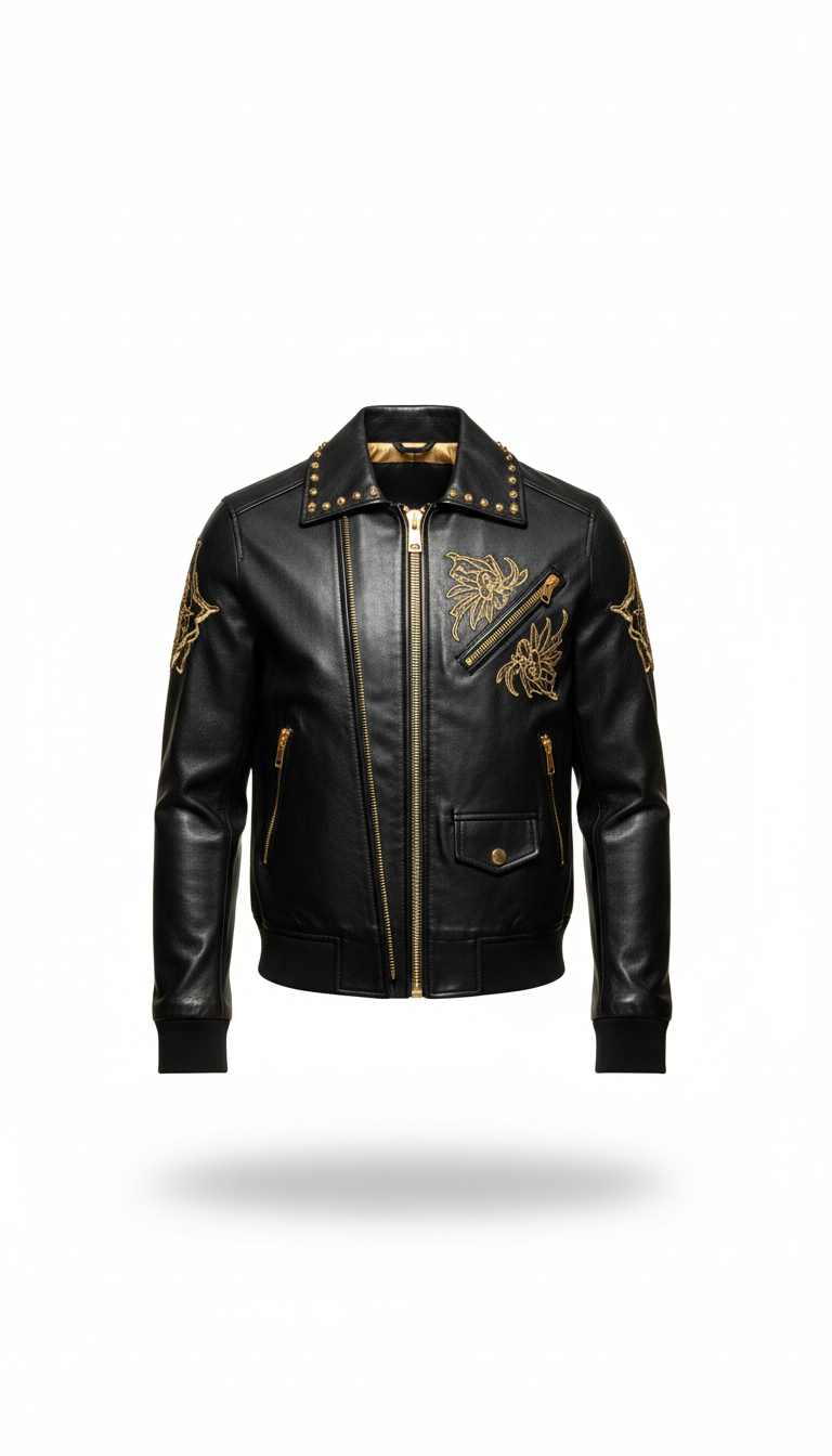 Heavyweight Cotton Hoodie With Gold Embroidery